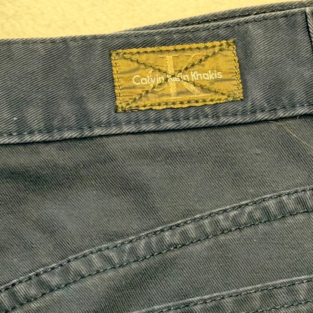 Calvin Klein Mini Skirt CK Khakis Vintage Enzyme Wash Navy Size 10 90s Y2K Denim - Picture 5 of 9